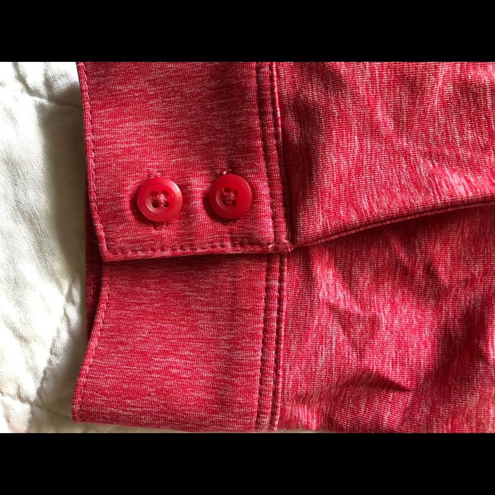 EUC Eddie Bauer Sweet & Soft Red Long-Sleeve with Roll-Up Cuff Option Shirt - Picture 7 of 13